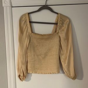 Gold Long Sleeve Crop Top Blouse